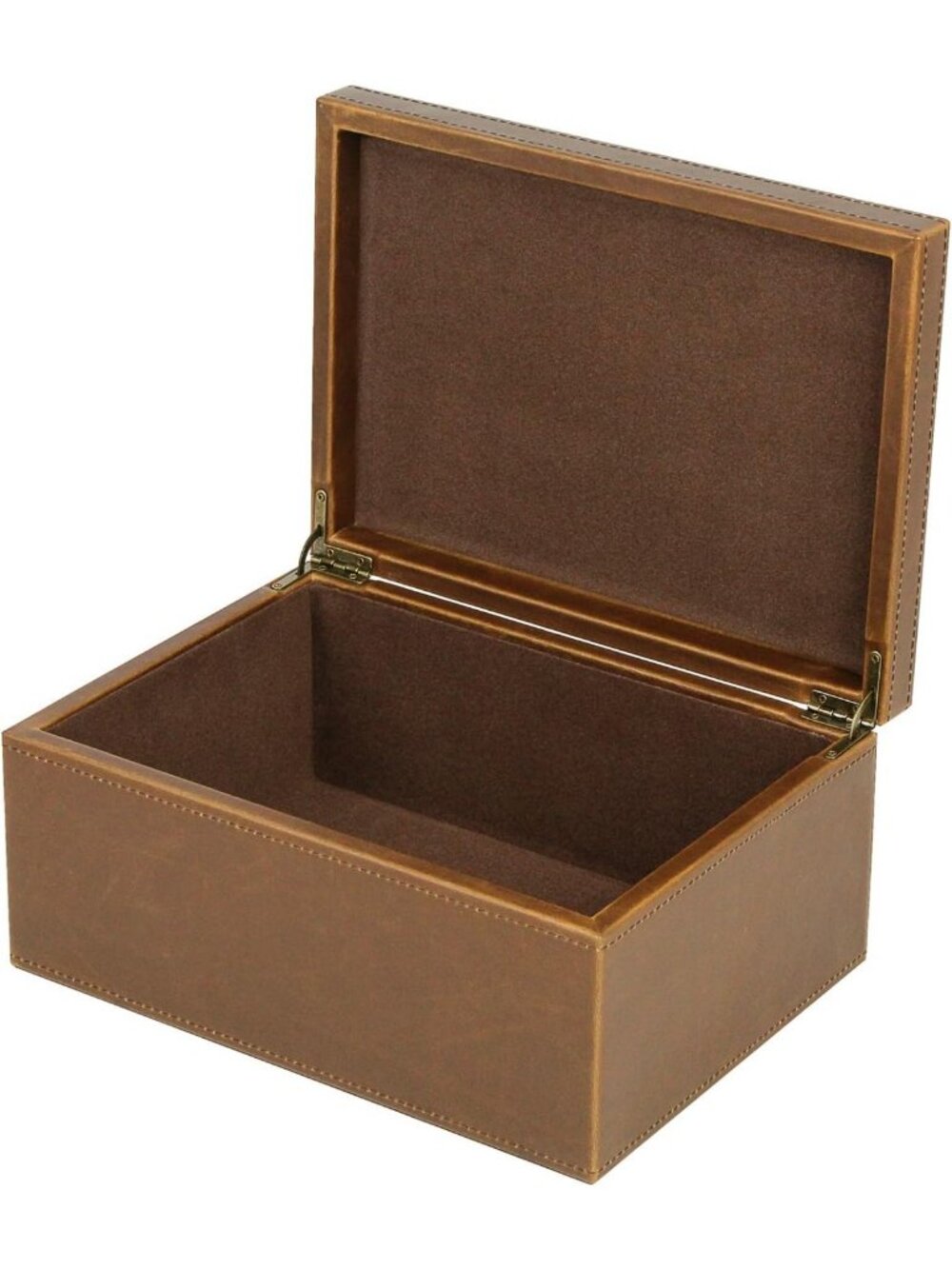 Large Faux Leather Decorative Keepsake Box - Jewelry Organizer with Hinged Lid